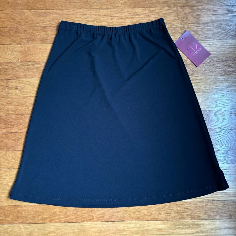 212 Collection Black Midi Slip Skirt